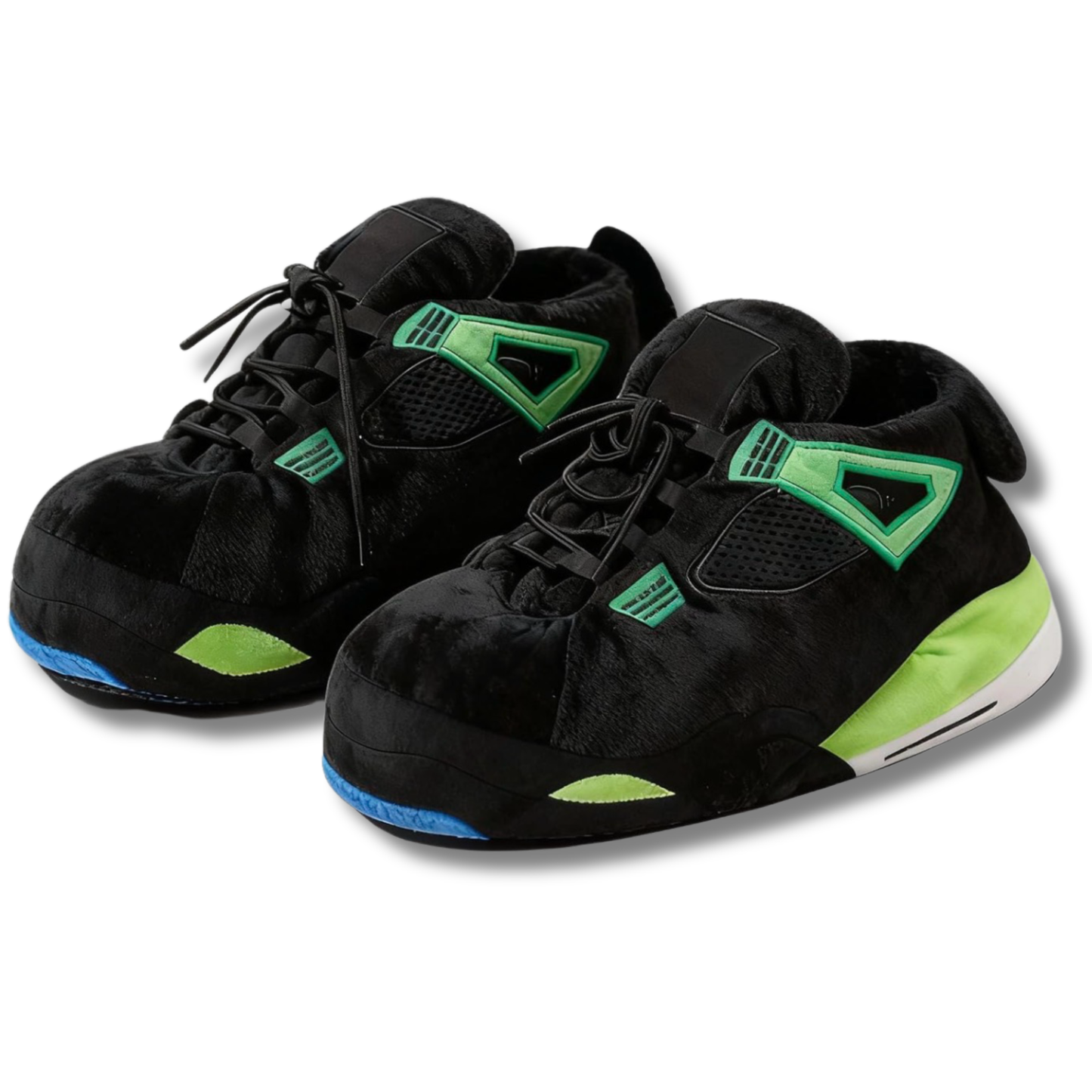 AJ 4 Plush House Slippers - Black/Neon