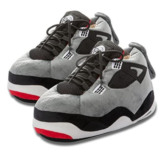 AJ 4 Plush House Slippers - Grey/Black